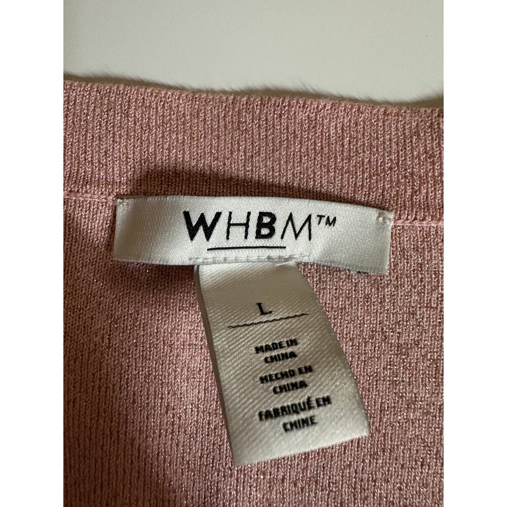White House Black Market L women square neck glitter pink holiday sweaters - Picture 2 of 10